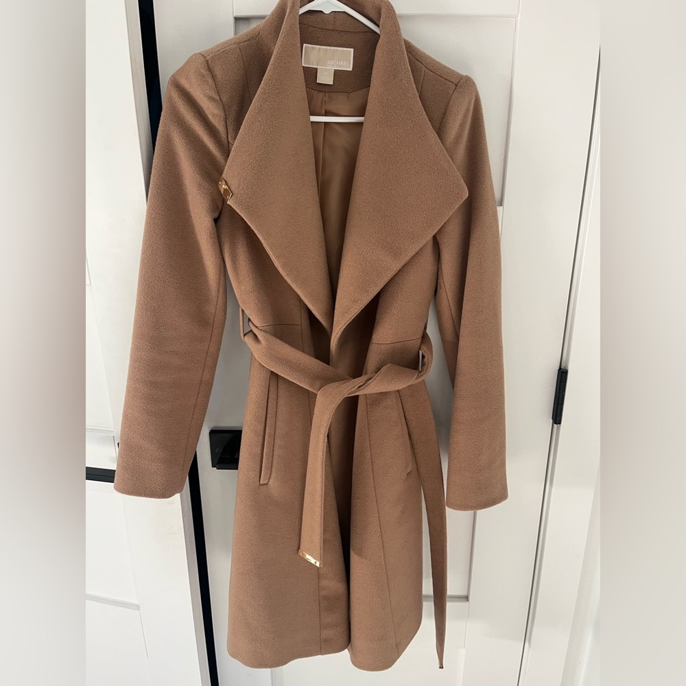 Michael Kors Asymmetrical Elegant Tan Women's Coat